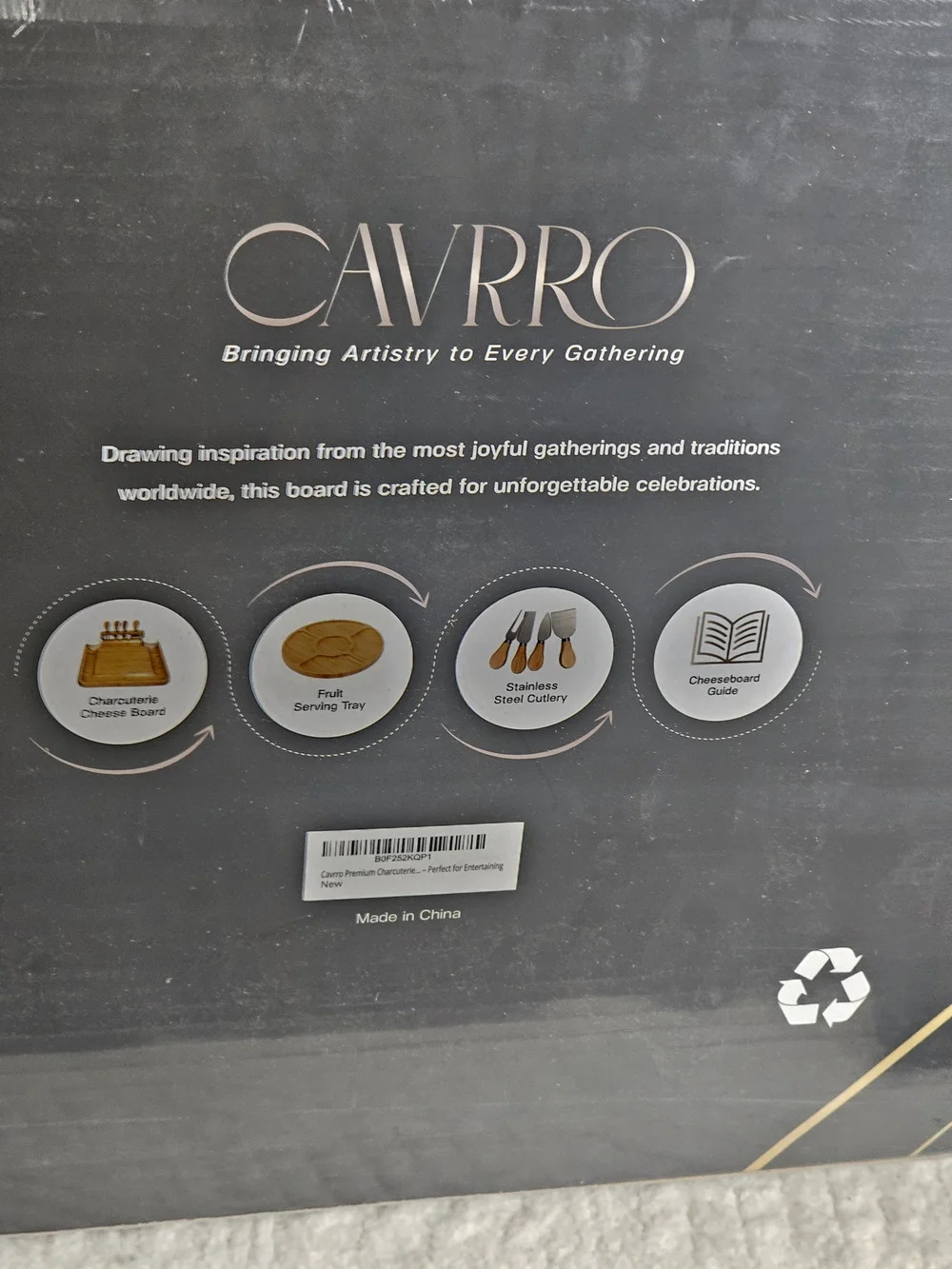 CAVRRO Cheeseboard - Premium Bamboo Charcuterie Platter - Black